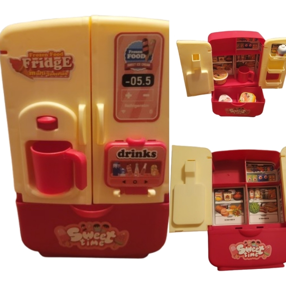 Home kitchen fridge-Dollhouse Miniature Fridge Refrigerator Freeze